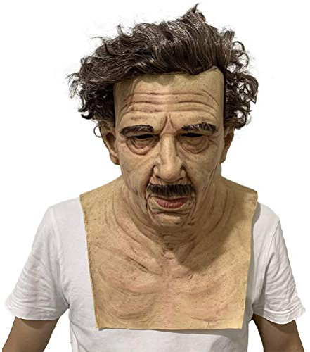 BSTCAR Lattice di copertura del viso del vecchio uomo, maschere divertenti del vecchio uomo di Halloween, maschera a pieno viso, copricapo per Halloween Cosplay Masquerade Carnival Party