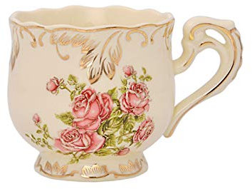 Espressotassen Set Kreative keramische Kaffeetasse Und Saucer Handgemalte Rose Porzellan-Tee-Tasse und Löffel Classic Drink Geschenk 991 (Color : Mug A)