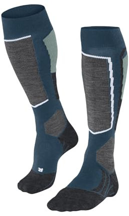 FALKE Damen Skisocken SK2 Intermediate W Kh Wolle Funktionsmaterial warm dick 1 Paar, Blau Lagoon 6908, 37-38