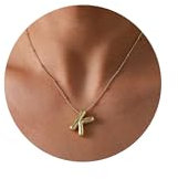 Halora Bubble Letter Necklace Gold Kette Mit Buchstaben Anhänger Halskette Damen Balloon Letter K Necklace Namenskette Buchstabenkette für Frauen
