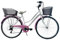 MADICKS Damenfahrrad Hollandrad Größe 28 Vintage Retro mit Korb Weiß Rosa mit Gangschaltung (Korb vorne und hinten aus Eisen)