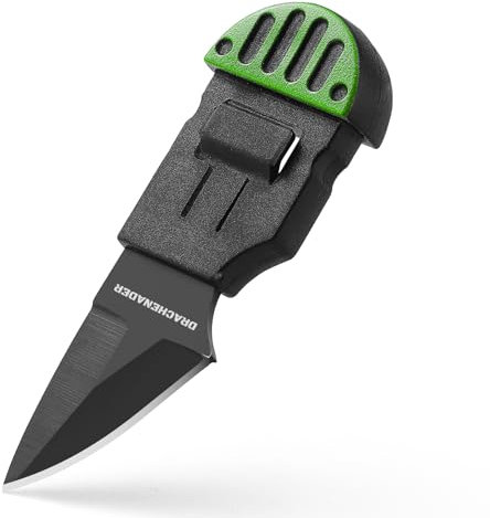 DRACHENADER Coltello piccolo Coltello da tappeto Outdoor Mini coltello a lama fissa bushcraft con fodero, Verde + Nero