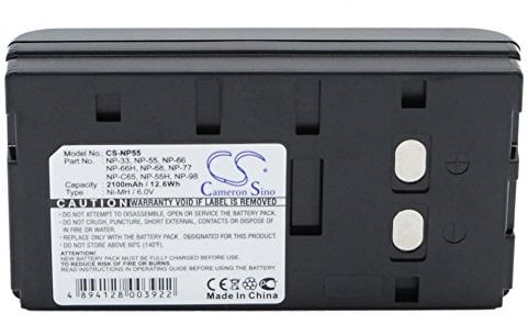 2100mAh NP-33, NP-55, NP-66, NP-66H, NP-68, NP-77, NP-98 Battery Replacement for Sony 10D, 2006I, 20K, BT70, CCD20061, CCD330E, CCD-335E, CCD35, CCD-35, CCD-366BR, CCD-380, CCD390, CCD400