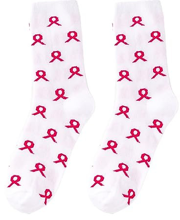 DaPongZhi Sensibilisation Cancer du Sein Imprimer Chaussettes Unisexe Cancer du Sein Octobre Rose Chaussettes Cancer du Sein Ruban Rose Chaussettes Pour La Sensibilisation Au Cancer Du Sein