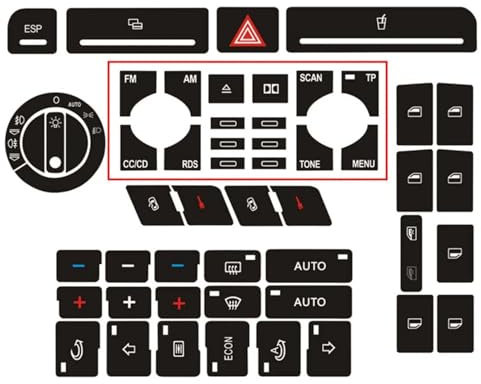 Compatible con para A4 para B6 para B7 Botón De Ajuste De Clima Perilla De Reparación Interruptor De Reparación De Cerradura De Puerta Calcomanía Accesorios Interiores Pegatina botón internos(Type-A)