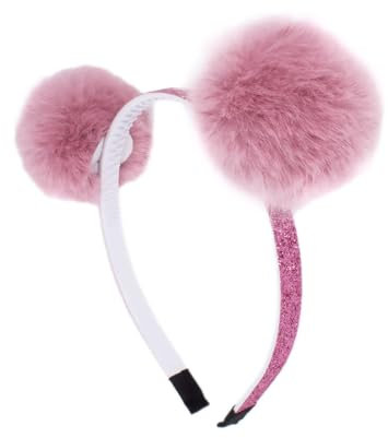 Righe e pois - CERCHIETTO PER CAPELLI BAMBINA CON PON PON - CM 01 GLITTER - confezione da 1 hairband (Rosa Antico, Bambina)