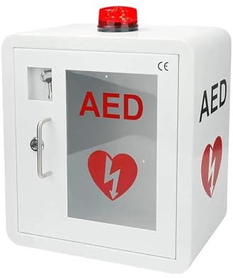 STWBHW AED-Defibrillator-Schrank, Alarmbox for Herz-Defibrillation, Defibrillator-Aufbewahrungsbox mit Licht und Alarm, wandmontierter Erste-Hilfe-Koffer, Erste-Hilfe-Set for Zuhause, Schule und Büro