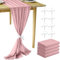 MUUKAIII 4 Stück Chiffon Tischläufer Rosa 70x300 cm Tischläufer Hochzeit Musselin Dekostoff Musselin Tischläufer Boho Hochzeit für Hochzeitsdeko, Tischdeko Geburtstag, Taufe, Babyparty