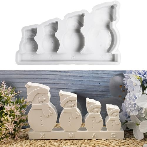 ALEFBET Silikonform Weihnachten Schneemann, Silikonformen Gießformen Weihnachten, Silikonformen Weihnachten, Silikon Gießform Weihnachten, Gipsformen zum Gießen