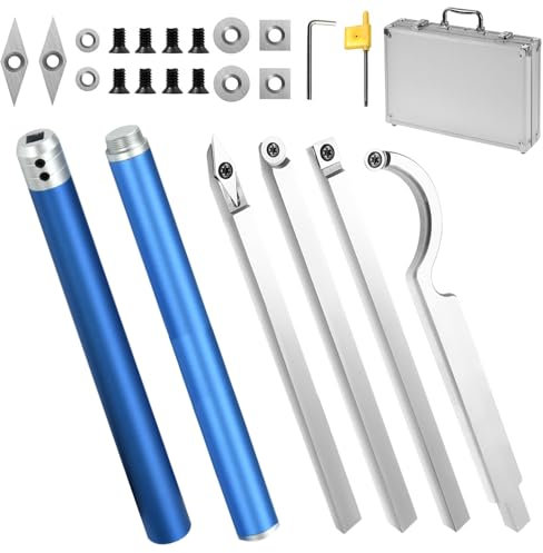 25 Pezzi Scalpelli per Legno Professionale, Sgorbie per Tornio Legno, Utensili Tornio per Metallo, Attrezzi per Lavorare Il Legno, Accessori per Tornio, con Maniglia Ataccabile e Borsa In Alluminio