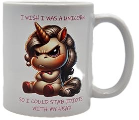 signkitsuk I Wish I was A Unicorn Mug – Funny Coffee or Tea Mug, Great Gift for Unicorn Lovers, Friends, Family, and Coworkers, Great for Birthdays, Valentines, or Any Occasion