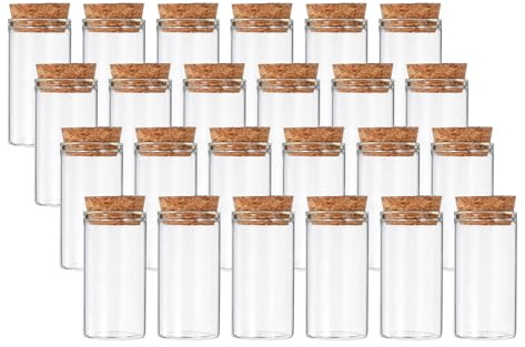 PATIKIL 24 Stück 25ml Reagenzgläser 2 36x1 18 Klar Reagenzglas Behälter | Glas, Flacher Grund, Mit Korken Verschluss, Für Perlen Party Süßigkeiten Badesalz Lagerung Experiment