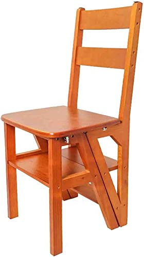 Marchepied pliable en bois massif à 4 marches multifonctionnel pour la maison, la cuisine, le jardin, la bibliothèque et tabouret pliable polyvalent en bois pour une utilisation en intérieur et en