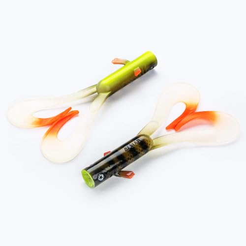 LMAB Drunk Dancer 15 cm & 23 cm – Leurre de pêche double twister – Leurre en caoutchouc pour brochet et sandre – Leurre artificiel Twinler Pike