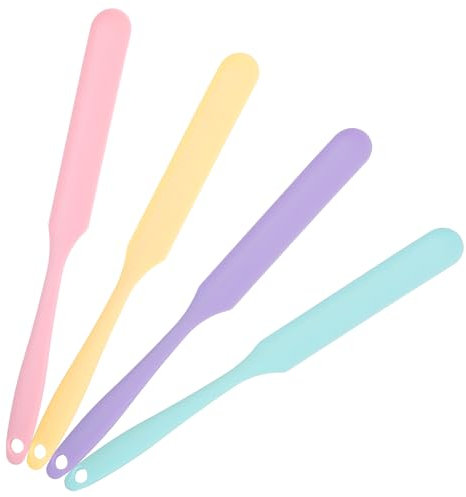 4pcs Silicone Jar Spatula Heat Resistant Kitchen Spatulas with Long Handle Mixing Batter Scraper Jam Spreader Cake Cream Butter Spatulas Non-Stick Flexible Baking Cooking Tool for Mixing Scraping