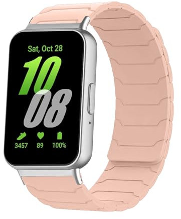 Hinnwer Cinturino Compatibile con Samsung Galaxy Fit 3 per Uomini Donne, Cinturini Magnetico Silicone Sportiva per Samsung Galaxy Fit 3 Rosa