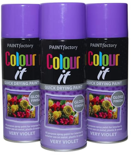 Balaju Height All Purpose Spray Paint, Suitable for Wood, Plastic, Metal, Ceramics, Graffiti, Quick Drying, Interior & Exterior, Long Durability, Covers 2msq per Can, Gloss Finish (3, Very Violet)
