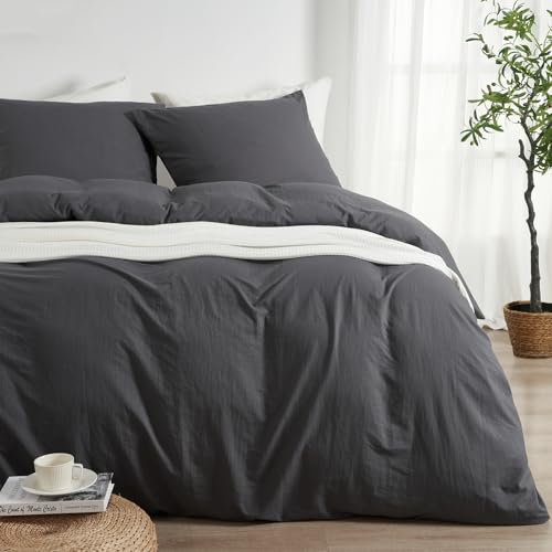 Duvetnova Bettwäsche 200x200 Grau Superweiche Vorgewaschene Mikrofaser Baumwollähnlich ÖKO-TEX 1 Bettbezug 200x200+2 Kissenbezüge 80x80-alle mit Reißverschluss Bettwäsche Sommer Modern Bügelfreie