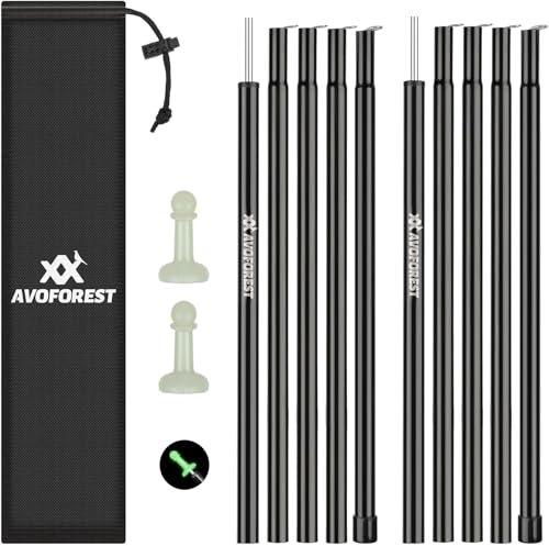 AVOFOREST Tent Poles for Tarp, Camping Tent Tarps Poles Adjustable Camping Accessories 189cm Heavy Duty Poles Thicker Tent Pole with a Diameter of 16mm for Backpacking Hiking Awning