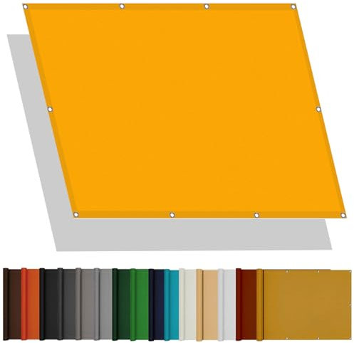 Sonnenschutz Sunsegel 1.4 x 4.7 m Sonnenschutz Uv-Schutz Wasserdicht Sonnensegel, Baldachin, Markise mit Ösen Und Kordel für Garten Balkon, Golden