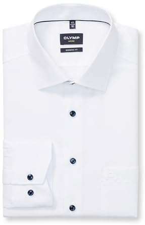 OLYMP Herren Businesshemd Regulär 128084 | Hemd, Manschette, Modern Fit, 100%Baumwolle