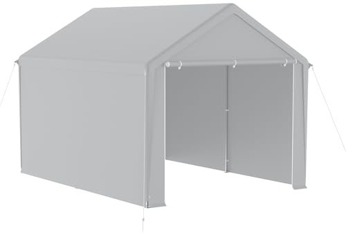 NAIZY Carport - Garage de tente 3 x 4 m avec parois latérales amovibles - Grande tente de garage - Protection UV - Coupe-vent - Résistant à l'hiver - Gris