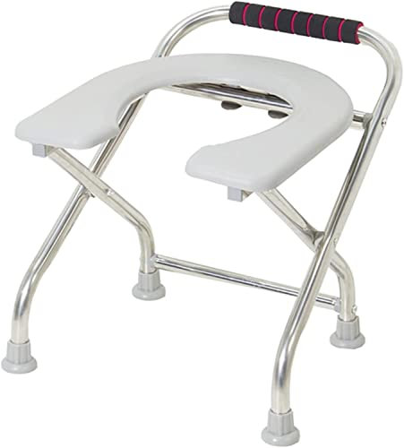 FQCXCKJ Chaise de Toilette Portable pour Adultes, Chaise de Toilette pour Personnes âgées handicapées, Tabouret de Chevet Pliable