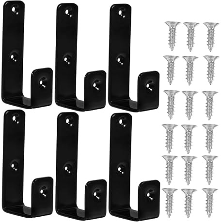 ABOOFAN Iron Bunk Bed Ladder Hooks 6 Pack L Shaped Hangers | Black Coated Replacement Brackets With Screws For Securing Ladders Or Hanging Bags And Clothing In Bedrooms
