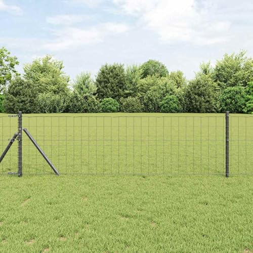 Gecheer Eurozaun 250x60 cm PVC-beschichtetes Eisen Grau Außenbereich