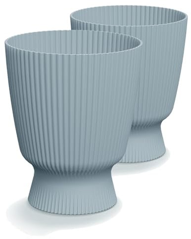 Tymar Lot de 2 pots à fleurs ronds (DBMIS gris, diamètre : 22 cm)