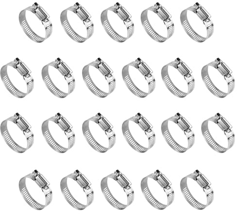 FuncHardwa Adjustable Hose Clips, 22 Pack Polishing Hose Clamps 304 Stainless Steel Worm Drive Pipe Clips, Worm Gear Hose Clamp for Pool Garden Water Pipe and Tube, 53/50-2(27-51mm)