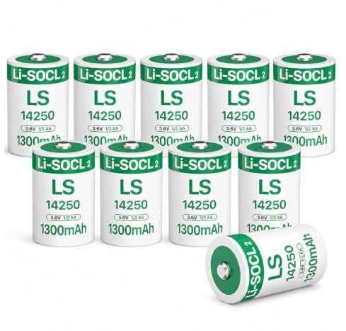Piles au Lithium LS14250 1/2AA 3,6 V 1300 mAh pour Collier de Laisse Dogwatch R9 : Sauvegarde de la Mémoire, Horloges en Temps Réel, Compteurs de Consommation (Non Rechargeables) (Lot de 10)