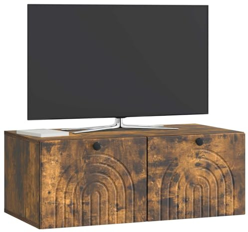 vidaXL Wandmontierter TV-Schrank Geräucherte Eiche 78,5 x 41 x 30 cm, Modernes Wohnzimmer Lager, rechteckiges Design, Wandregal, praktische Medieneinheit, viele Entertainment Plätze