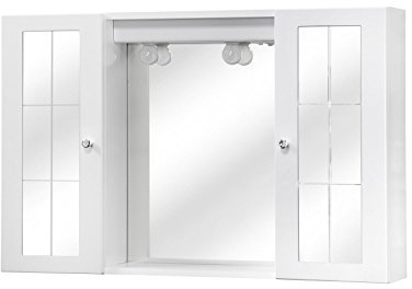 Jokey Spiegelschrank Oslo 90 cm breit, Badezimmer Spiegelschrank mit LED Lampen, 2-türig mit Türgriffe aus Kunststoff