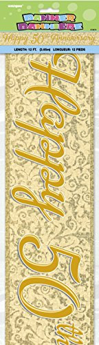 50th Gold Anniversary Prism Banner (3.6 Meter) 1 Piece - Elegant Design for Memorable Milestone Celebrations