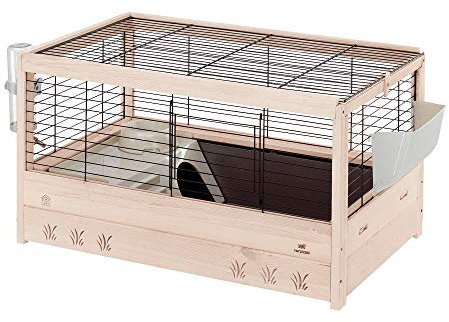 Ferplast Kaninchenkäfig aus FSC Holz Arena 80, Meerschweinchen, Hasenheim Zubehör inklusive, 82 x 52 x h 46 cm.