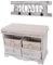 Mendler Garderobe mit Sitzbank Kommode mit 2 Körben 42x62x33cm, Shabby-Look, Vintage - weiß