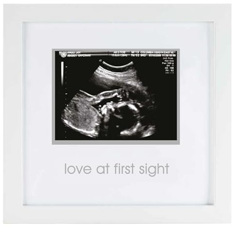 Pearhead Love at First Sight Sonogram Picture Frame, Gender Neutral Ultrasound Keepsake, Ideal Pregnancy Gift, Baby Shower and Nursery Decor, 4”x3” Photo Insert, White