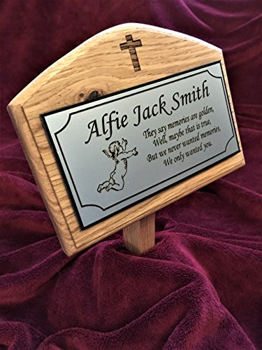 1st 4 Signs Engraved Natural Oak Memorial Grave Marker & Stake Personalised & Made to Order - To Purchase Click Customize Now Button
