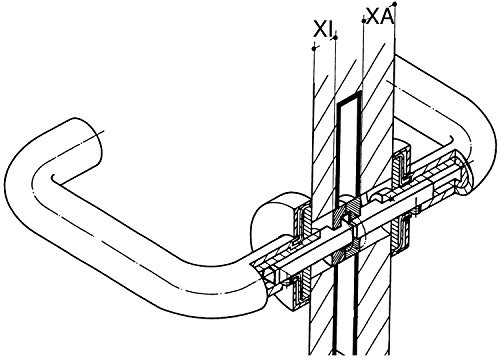 Drückerstift geteilt 72.3 R - VK 9 mm, 39, 1-49 x 39, 1-49 mm, Stahl verzinkt