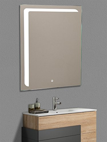 Yellowshop - Specchio Specchiera Cm L.60 x H.80 A Luce LED Retroilluminato Filo Muro Bagno Design Moderno con Touch Modello Elle 68