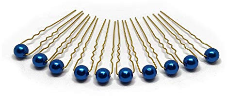 10 x Perlen Haarnadeln - Brauthaarschmuck, Haarschmuck, Perlenhaarnadel | 10PG - Blau