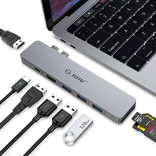 TOTU USB C Hub 8 in 2 Triple Display Docking Station Typ C Adapter mit Dual 4K HDMI, 87 W PD, 3 USB 3.0, SD/TF-Kartenleser für Mac OS, kompatibel mit MacBook Pro 2016-2020, MacBook Air 2018-2020