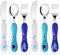 Lehoo Castle Couverts Enfant 6 Pièces, Couverts pour Bébé 2 x Cuillères, 2 x Fourchettes, 2 x Couteaux, Set Couvert Bebe pour Garçons Filles(Océan)