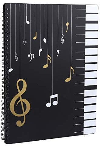 Notenmappe für Notenblätter beim Spielen A4 Größe Papier Dokumente Halter Aufbewahrung 30 Taschen Clef, Musik Tabelle Datei Ordner, Kunststoff Konzert-Chorfolder für Musiker und Band Music Note