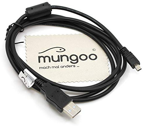 USB Datenkabel Daten Kabel für Casio Exilim EX-H5, EX-S9, EX-Z16, EX-Z33, EX-Z35, EX-Z37, EX-Z42, EX-Z350, EX-Z370, EX-Z670, EX-Z680, EX-Z690, EX-Z790, EX-Z800, EX-ZS5 mit mungoo Displayputztuch
