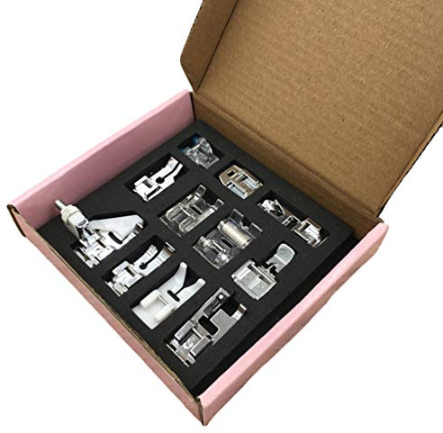 MisFox 11 Pcs Presser Feet, Sewing Machine Presser Walking Feet Kit Multifunction Spare Foot Part with Storage Box for Sewing Machine Brother Singer Privilege Janome Husqvarna etc