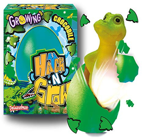 Hatch n Grow - Krokodil von Deluxebase. 11cm großes, wachsendes und schlüpfendes Ei mit Krokodilspielzeug. Legen Sie es ins Wasser um zu sehen wie Sich das magische Spielzeug verwandelt