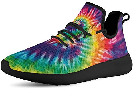 SEANATIVE Damen-Sportschuhe, Straßenlaufschuhe, Strick-Sneakers, Schnürschuhe, flache Tennisschuhe, - Regenbogenfarben. - Größe: 42.5 EU