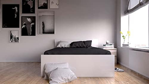 Froschkoenig24 Naia Bett 140 x 190 cm Jugendbett Bettgestell klappbar Weiß Hochglanz